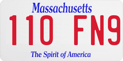 MA license plate 110FN9