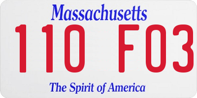 MA license plate 110FO3