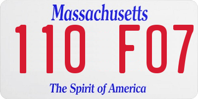 MA license plate 110FO7