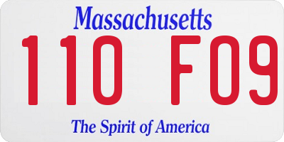 MA license plate 110FO9