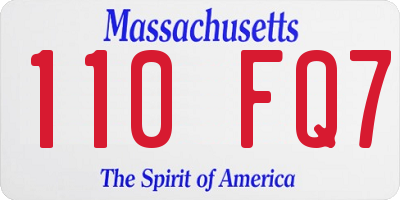 MA license plate 110FQ7