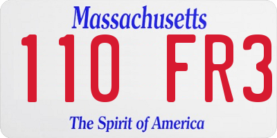 MA license plate 110FR3