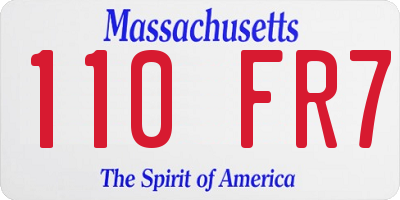 MA license plate 110FR7