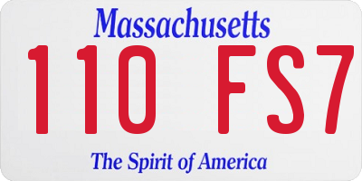 MA license plate 110FS7