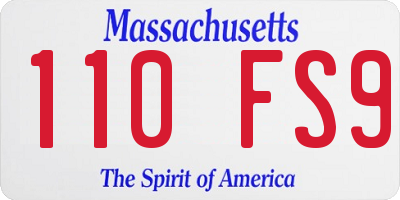 MA license plate 110FS9