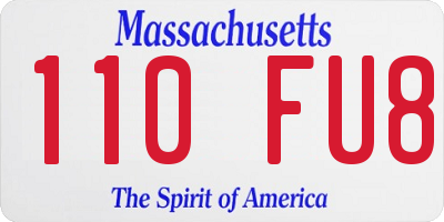 MA license plate 110FU8