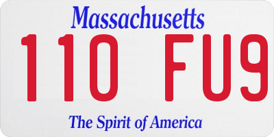 MA license plate 110FU9