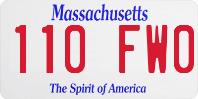 MA license plate 110FW0