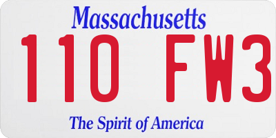 MA license plate 110FW3