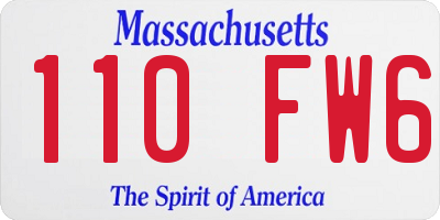 MA license plate 110FW6
