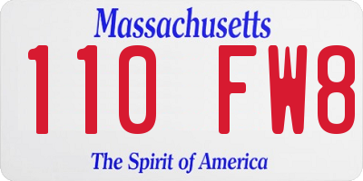 MA license plate 110FW8
