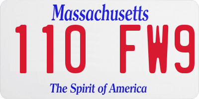MA license plate 110FW9