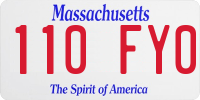 MA license plate 110FY0
