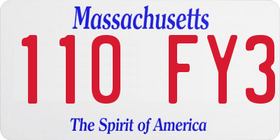 MA license plate 110FY3