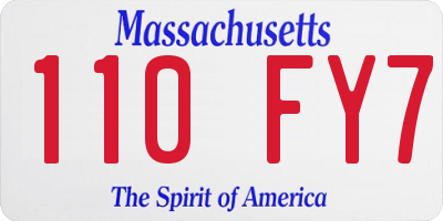 MA license plate 110FY7