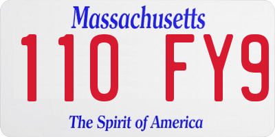 MA license plate 110FY9