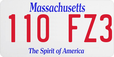 MA license plate 110FZ3