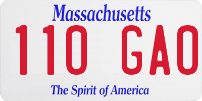 MA license plate 110GA0