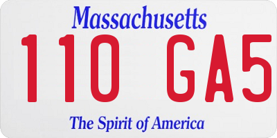 MA license plate 110GA5