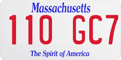 MA license plate 110GC7