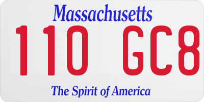 MA license plate 110GC8