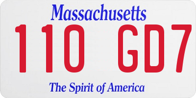 MA license plate 110GD7