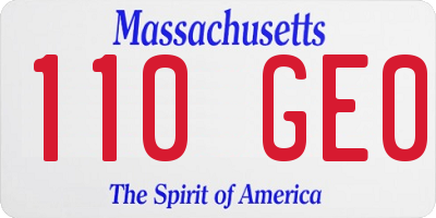 MA license plate 110GE0