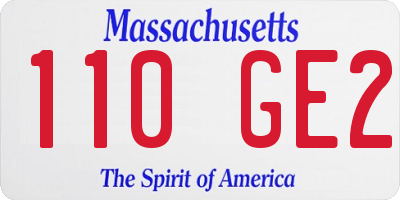 MA license plate 110GE2