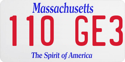 MA license plate 110GE3