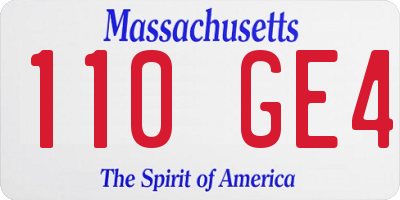 MA license plate 110GE4