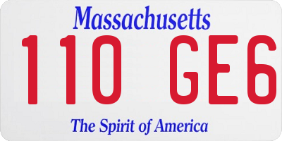 MA license plate 110GE6
