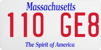 MA license plate 110GE8