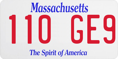 MA license plate 110GE9