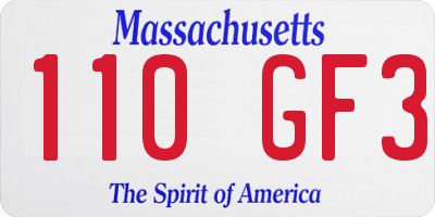 MA license plate 110GF3