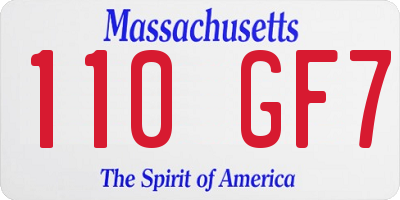 MA license plate 110GF7