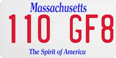 MA license plate 110GF8