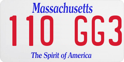 MA license plate 110GG3