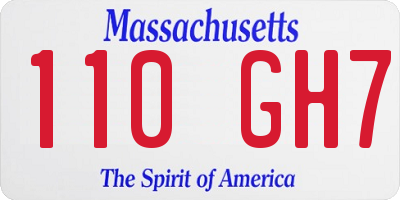 MA license plate 110GH7