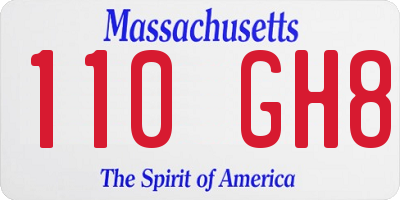 MA license plate 110GH8