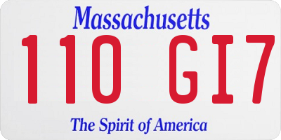 MA license plate 110GI7