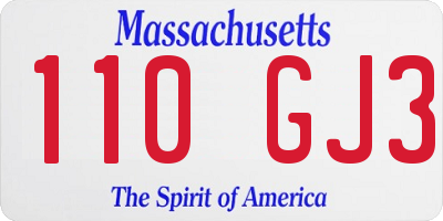 MA license plate 110GJ3