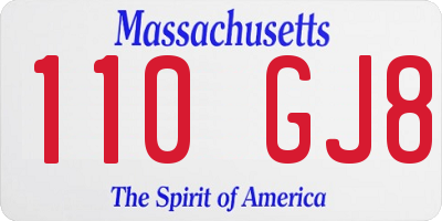 MA license plate 110GJ8