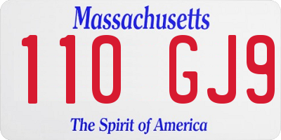 MA license plate 110GJ9