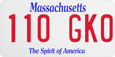 MA license plate 110GK0