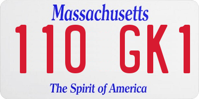 MA license plate 110GK1