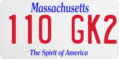 MA license plate 110GK2