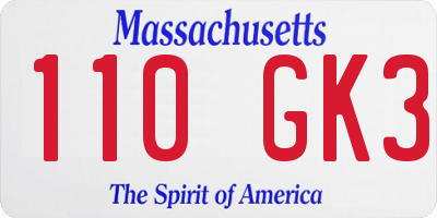 MA license plate 110GK3
