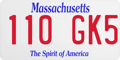 MA license plate 110GK5
