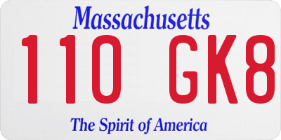 MA license plate 110GK8
