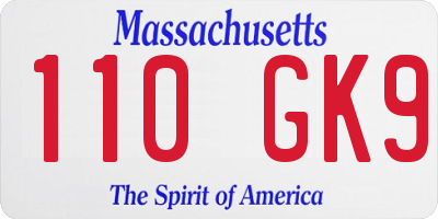 MA license plate 110GK9